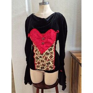 Cool & Chic Velvet, Heart & Card design Top with flare sleeve